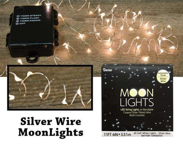 MoonLights 60 ct - Battery Operated - Silver Wire - The Fox Decor